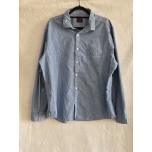 Untuckit Mens XXL Button Down Blue Shirt 100% Cotton Denim Look